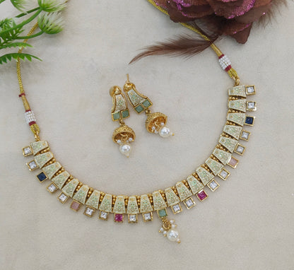 Gold polki Multi Color Necklace set/ Gold Midori Necklace set