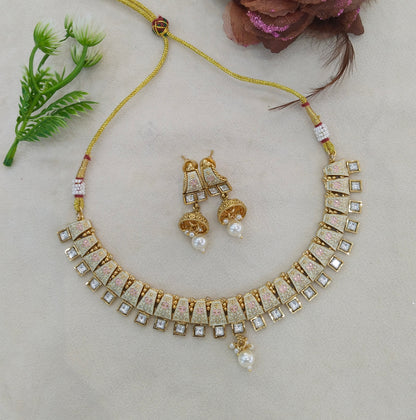 Gold polki White Necklace set/ Gold Midori Necklace set