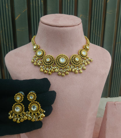 Gold Polki Necklace Jewellery Lucy Set