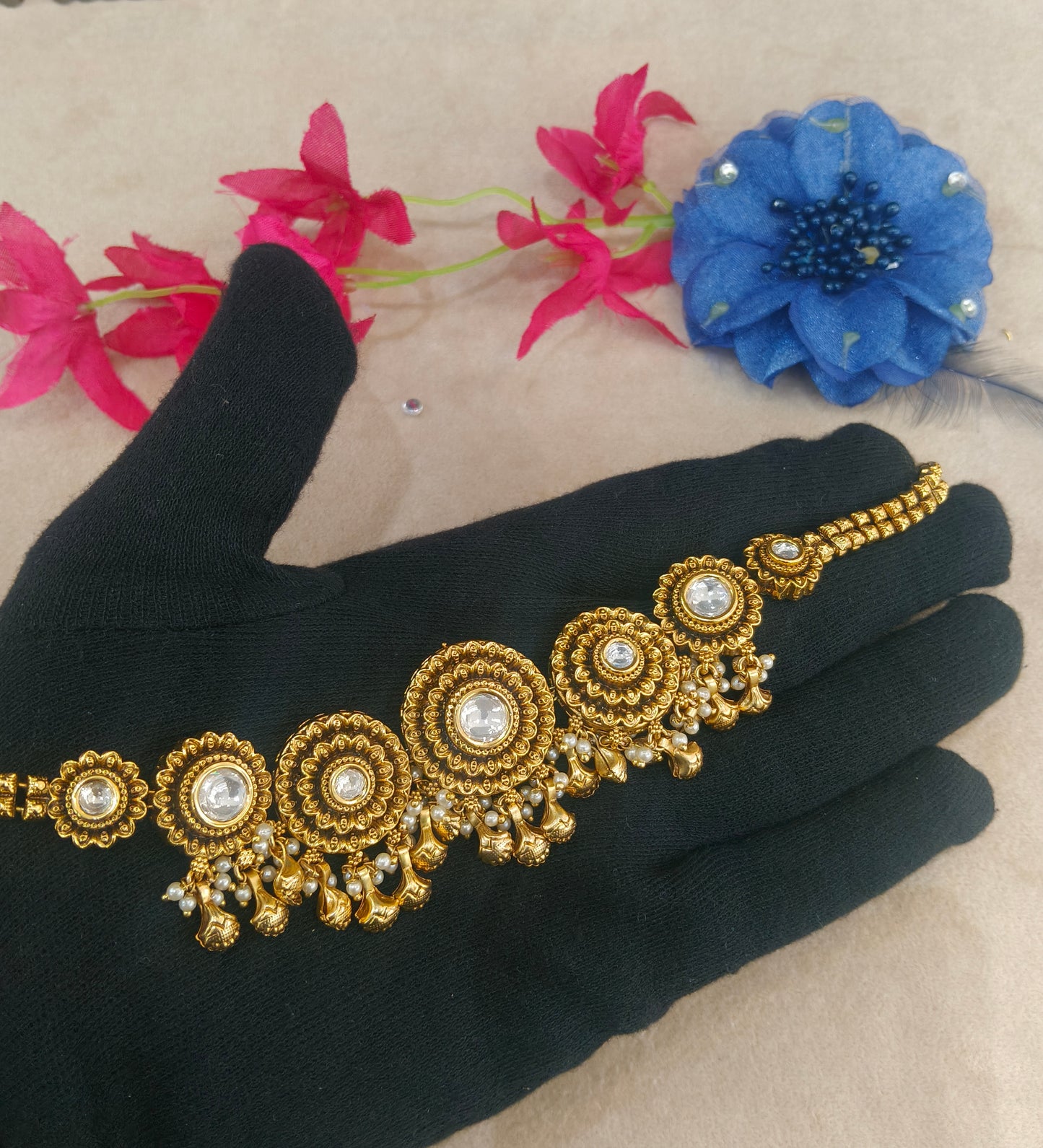 Gold Polki Necklace Jewellery Lucy Set