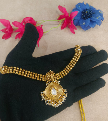 Gold Polki Necklace Jewellery Harveen Set