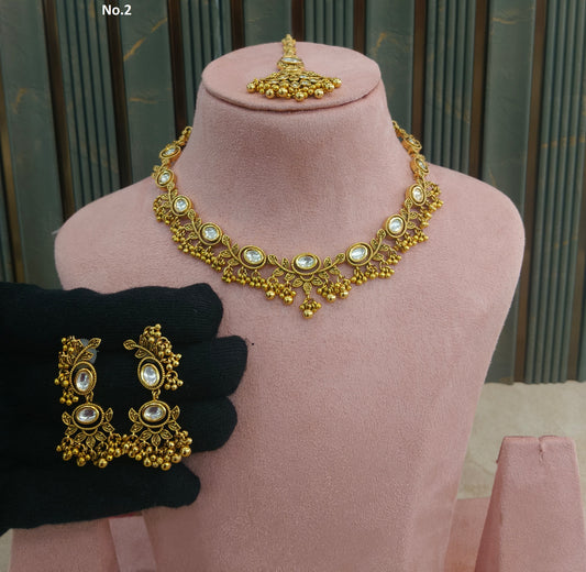 Gold polki Kundan Necklace set/ Gold Necklace Romi sets
