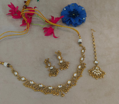 Gold polki Kundan Necklace set/ Gold Necklace Romi sets
