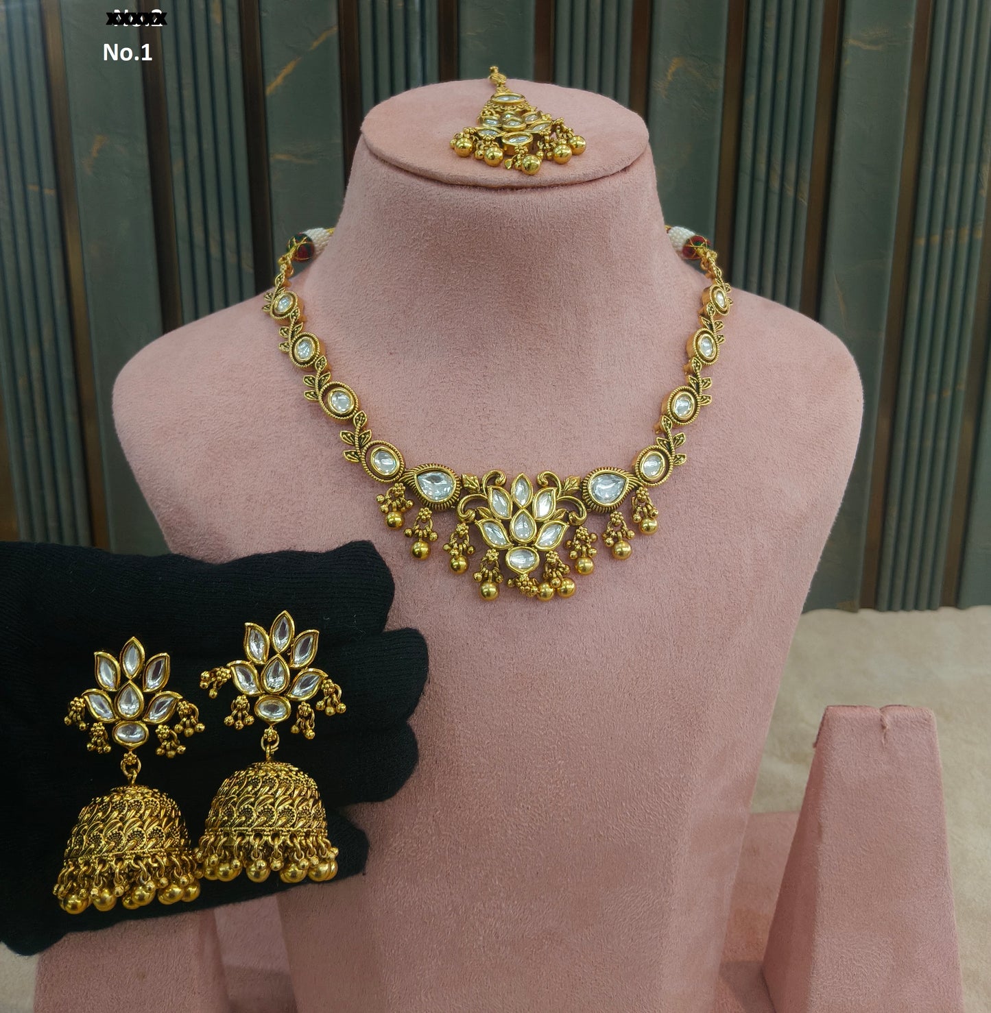 Gold polki Necklace set/ Gold Necklace Romi sets