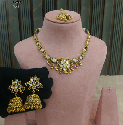 Gold polki Necklace set/ Gold Necklace Romi sets