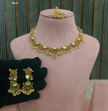Gold polki Kundan Necklace set/ Gold Necklace Romi sets