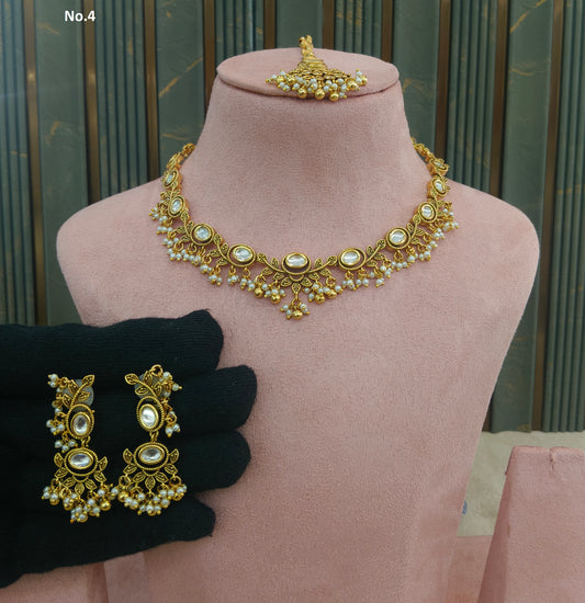 Gold polki Kundan Necklace set/ Gold Necklace Romi sets
