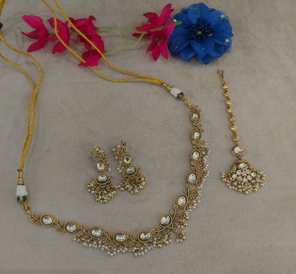 Gold polki Kundan Necklace set/ Gold Necklace Romi sets