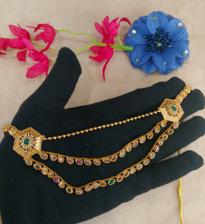 Gold White Polki Necklace Jewellery Harveen Set
