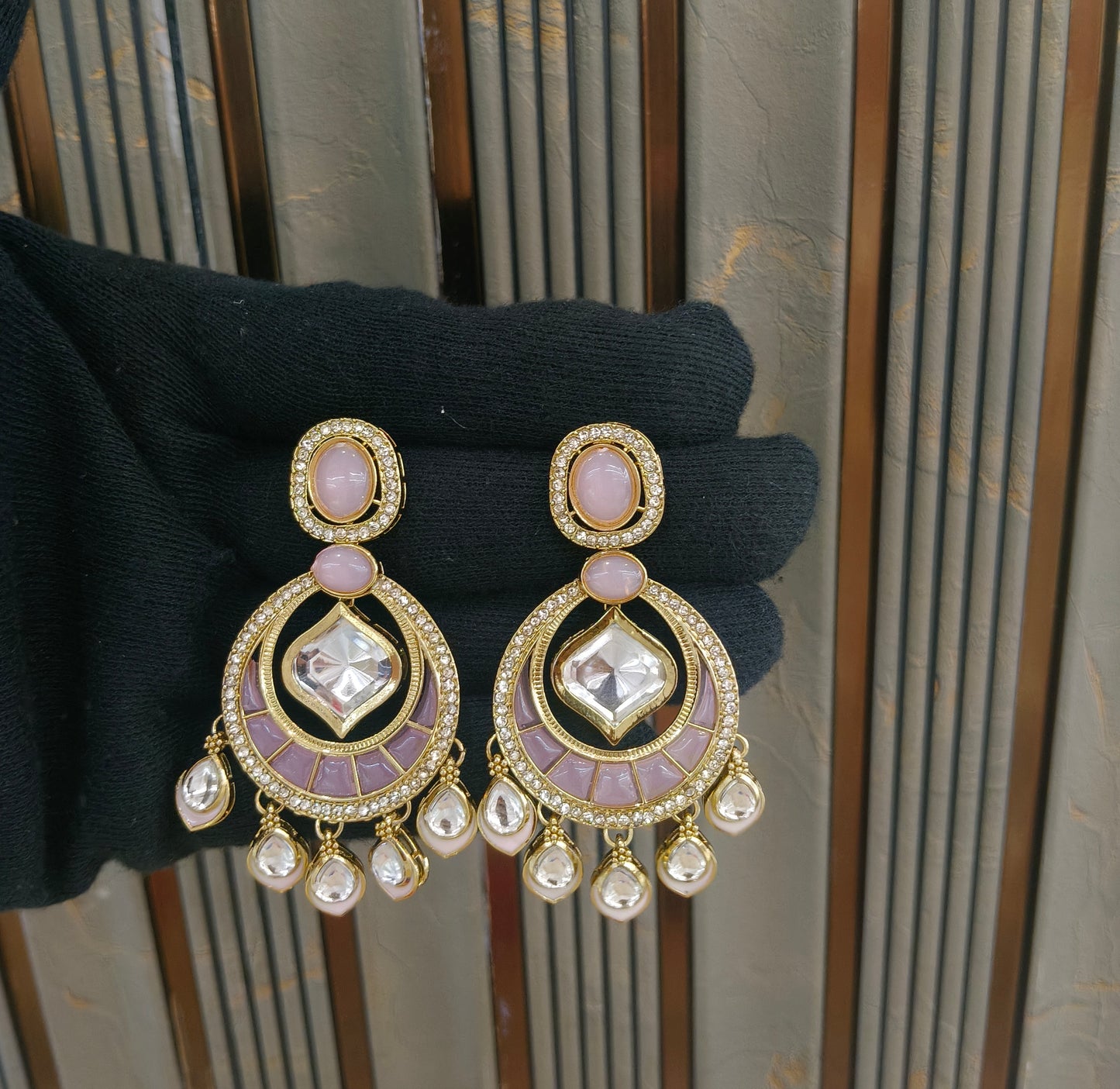 Antique Kundan Bollywood Indian Bega Earrings