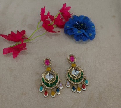 Antique Kundan Bollywood Indian Bega Earrings