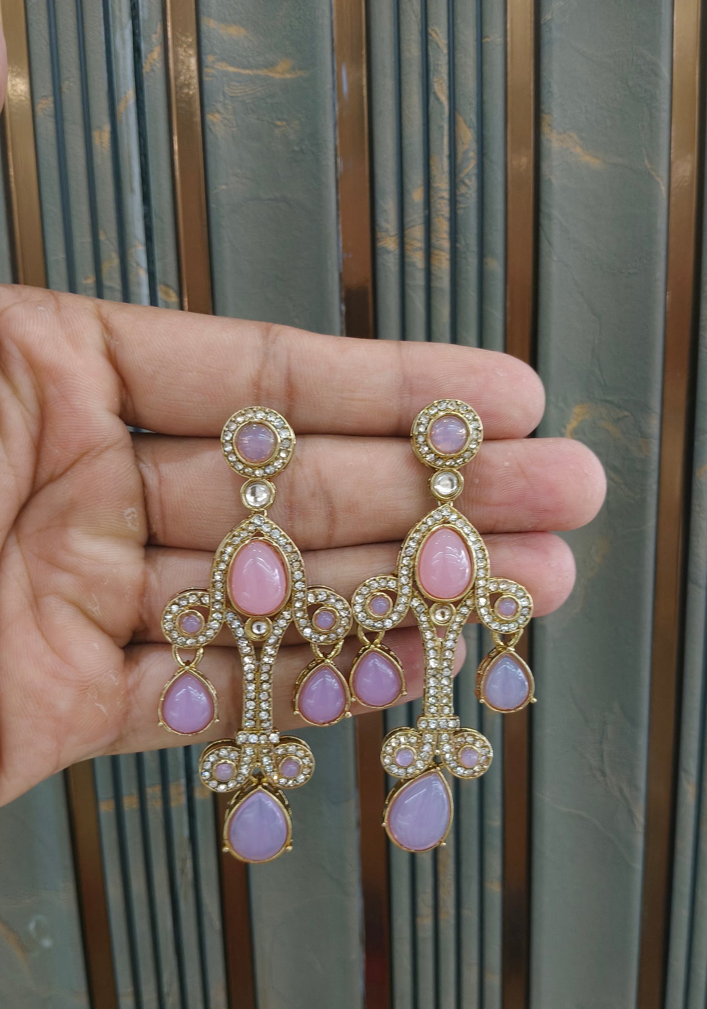 Antique Kundan Bollywood Indian Bega Earrings