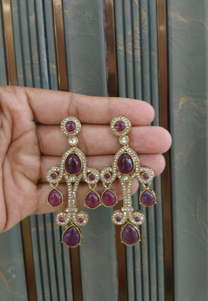 Antique Kundan Bollywood Indian Bega Earrings
