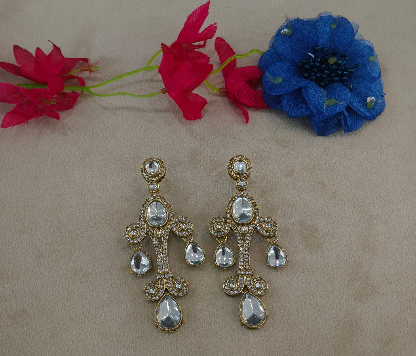 Antique Kundan Bollywood Indian Bega Earrings