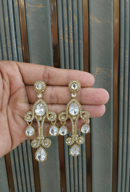 Antique Kundan Bollywood Indian Bega Earrings