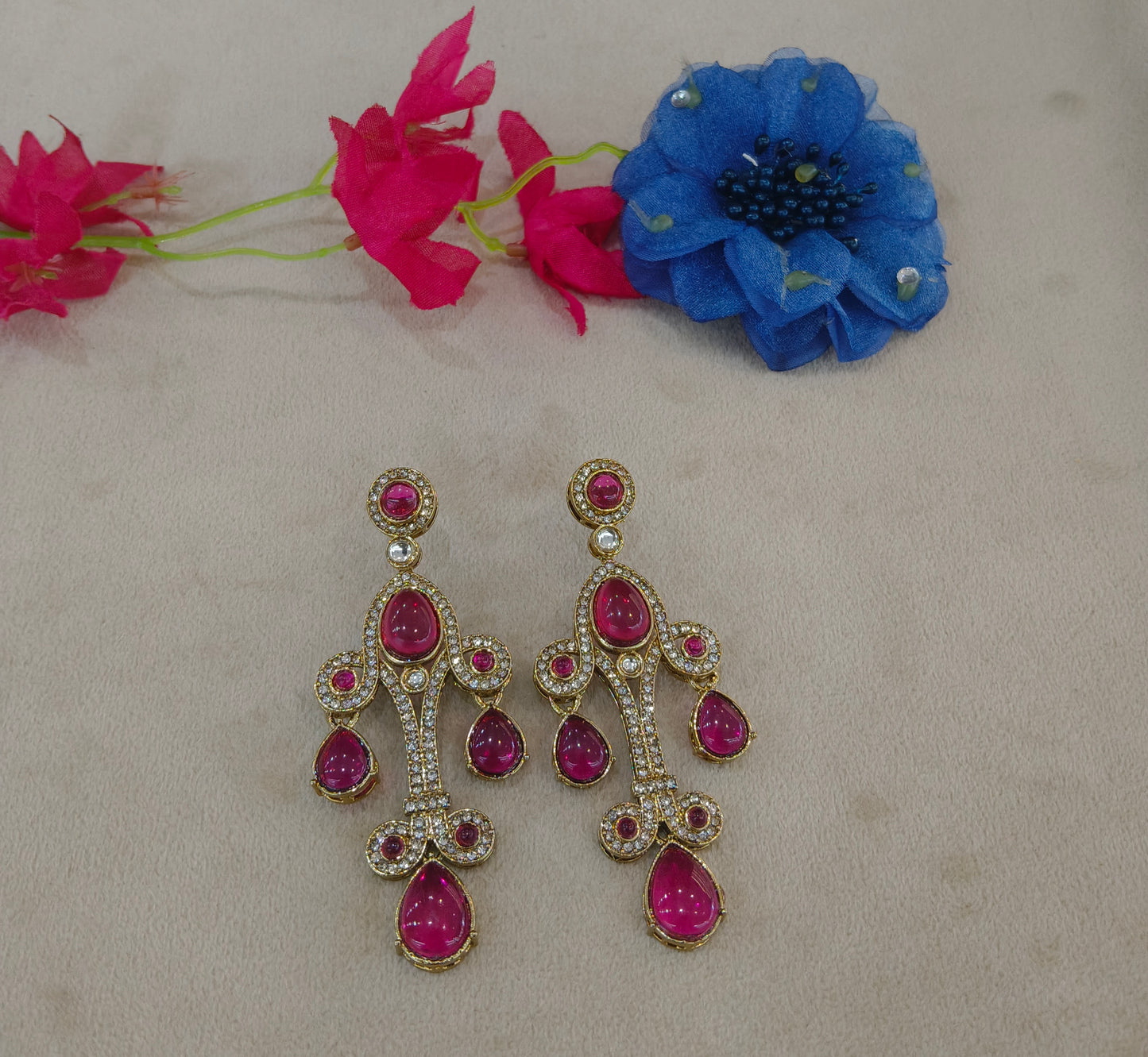 Antique Kundan Bollywood Indian Bega Earrings