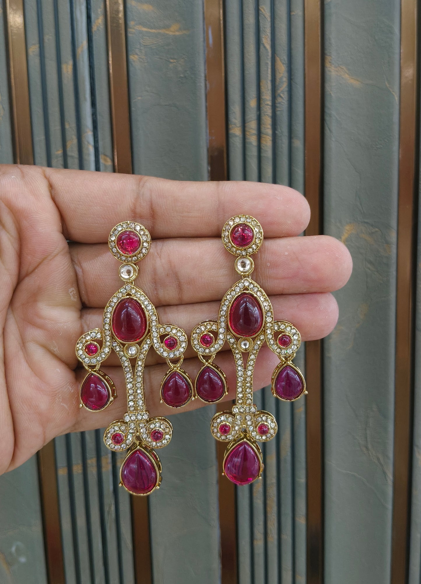 Antique Kundan Bollywood Indian Bega Earrings