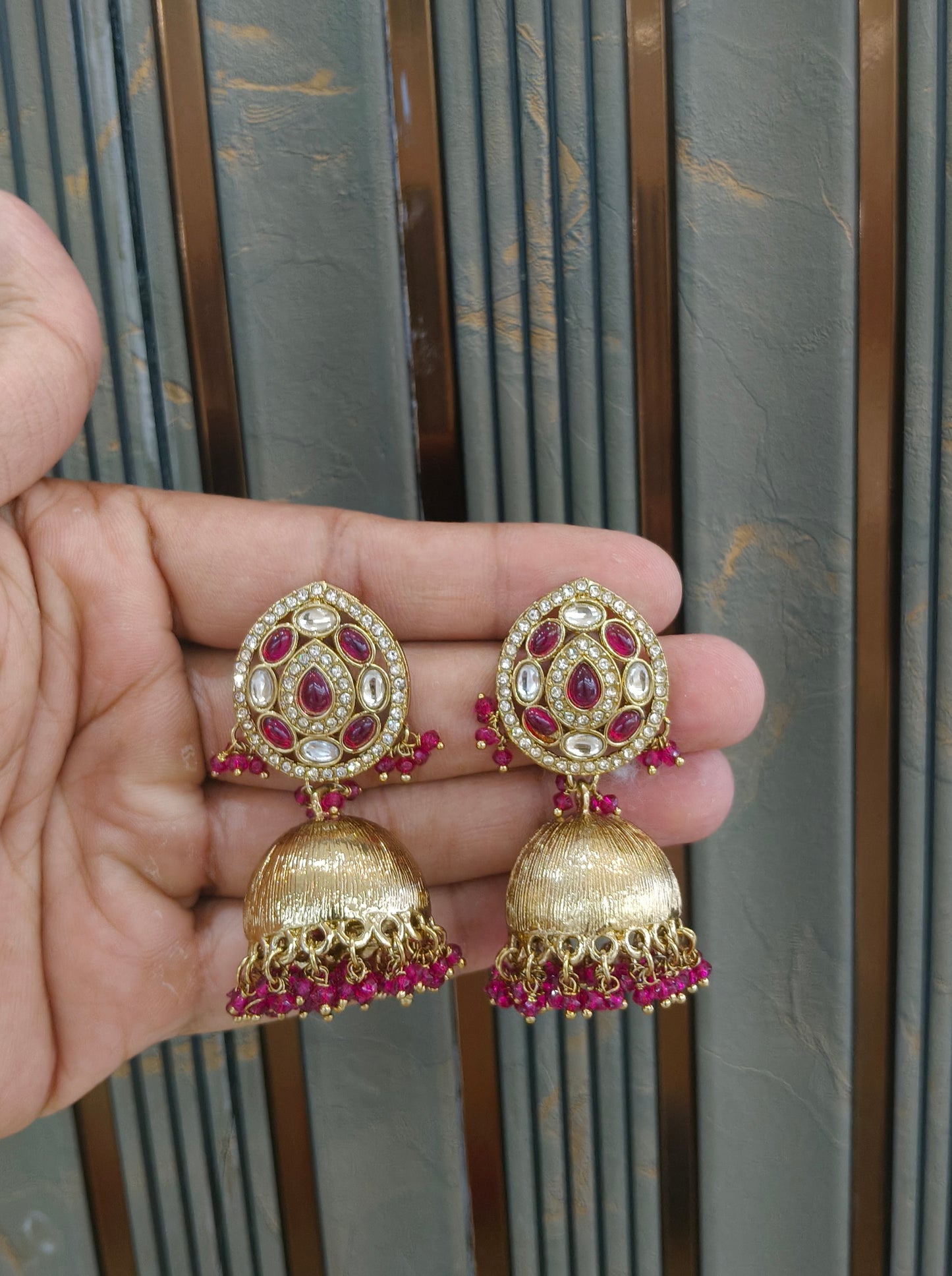 Antique Kundan Jhumki Bollywood Indian Charan Earrings