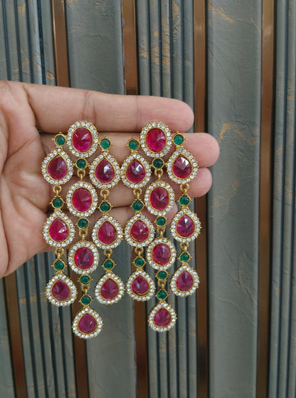 Antique Kundan Bollywood Indian Vail Earrings