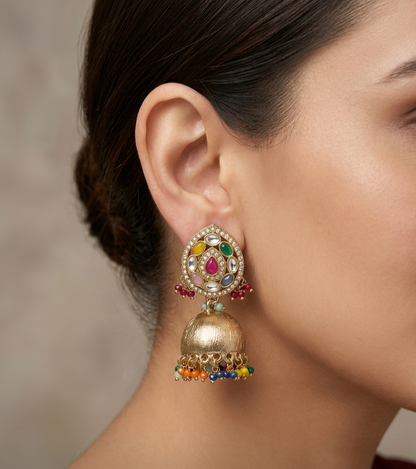 Antique Kundan Jhumki Bollywood Indian Charan Earrings
