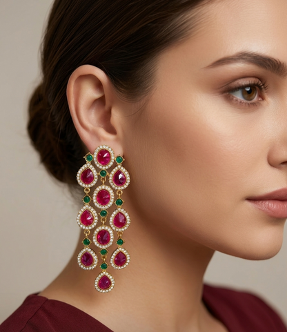 Antique Kundan Bollywood Indian Vail Earrings