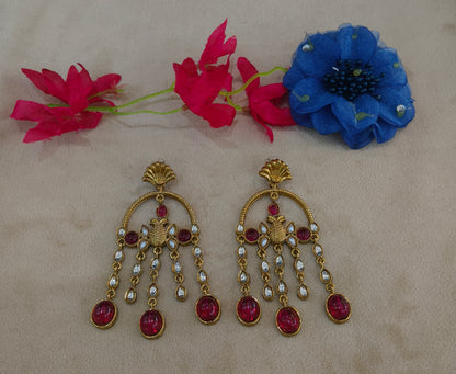 Antique Kundan Bollywood Indian Vail Earrings