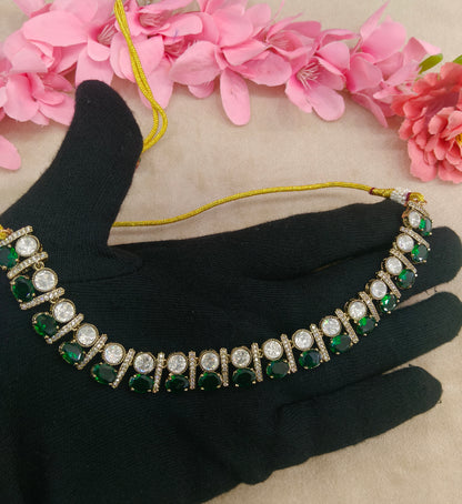Moissanite Kundan Necklace Jewellery Bella Set