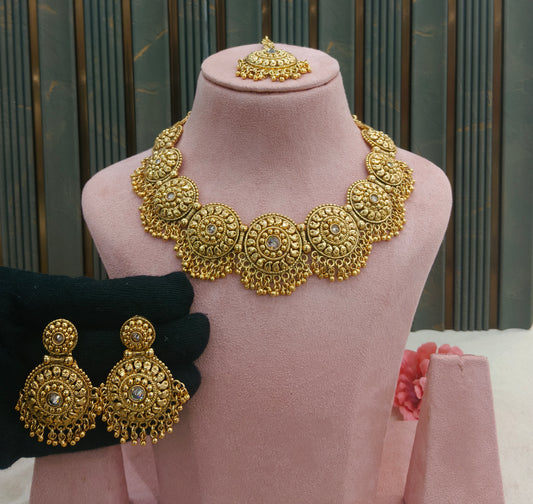 Gold Polki Necklace Jewellery Veerpal Set