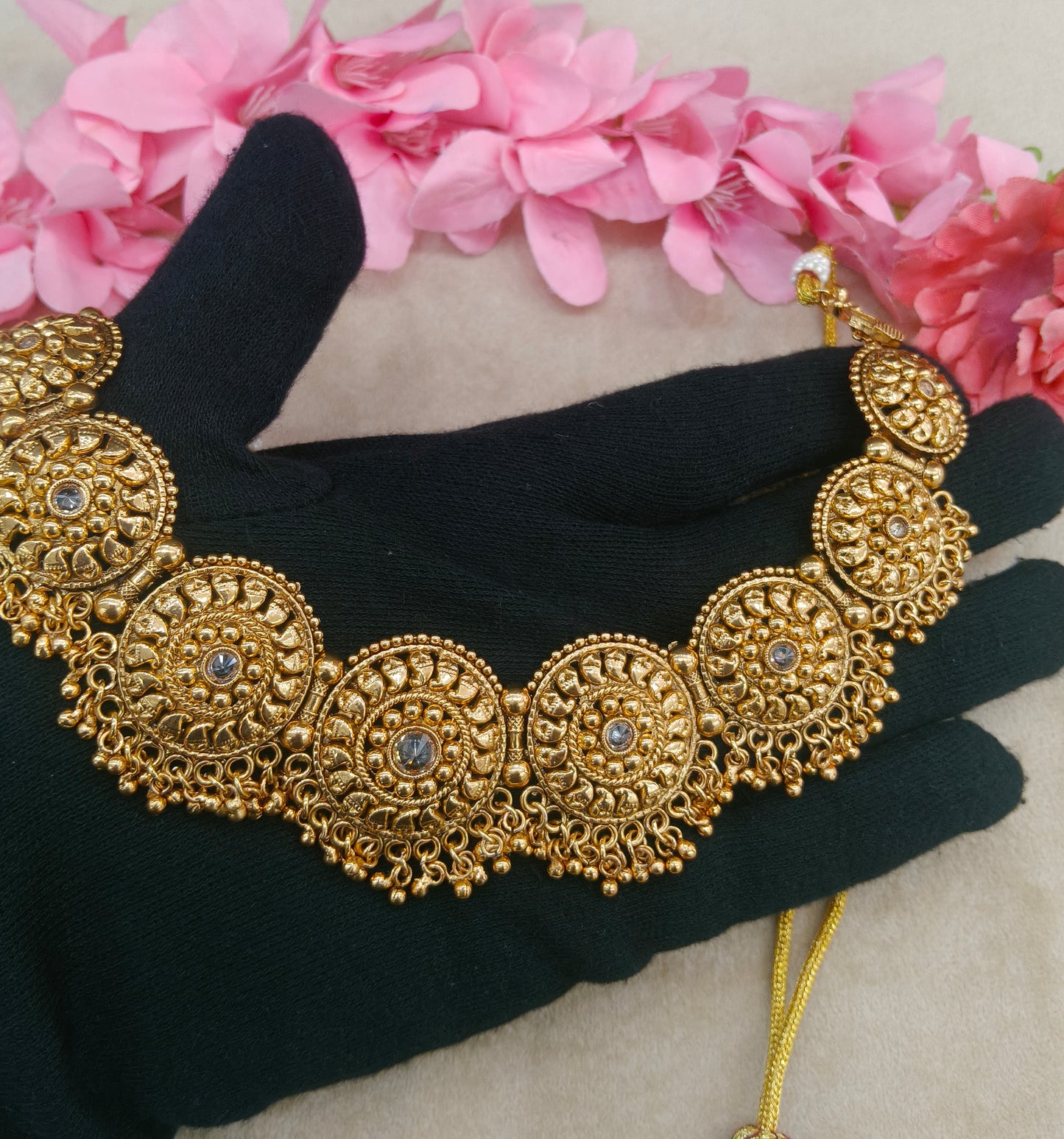 Gold Polki Necklace Jewellery Veerpal Set