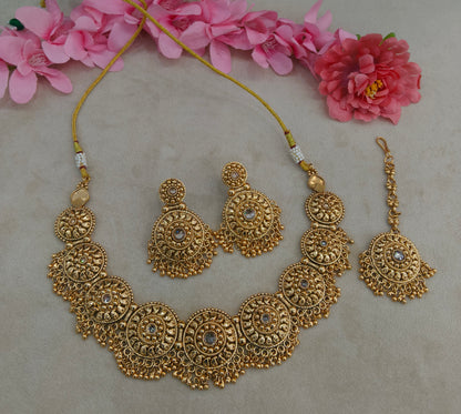 Gold Polki Necklace Jewellery Veerpal Set
