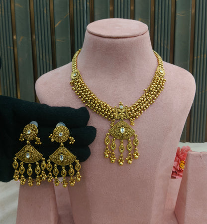 Gold Polki Necklace Jewellery Zarina Set