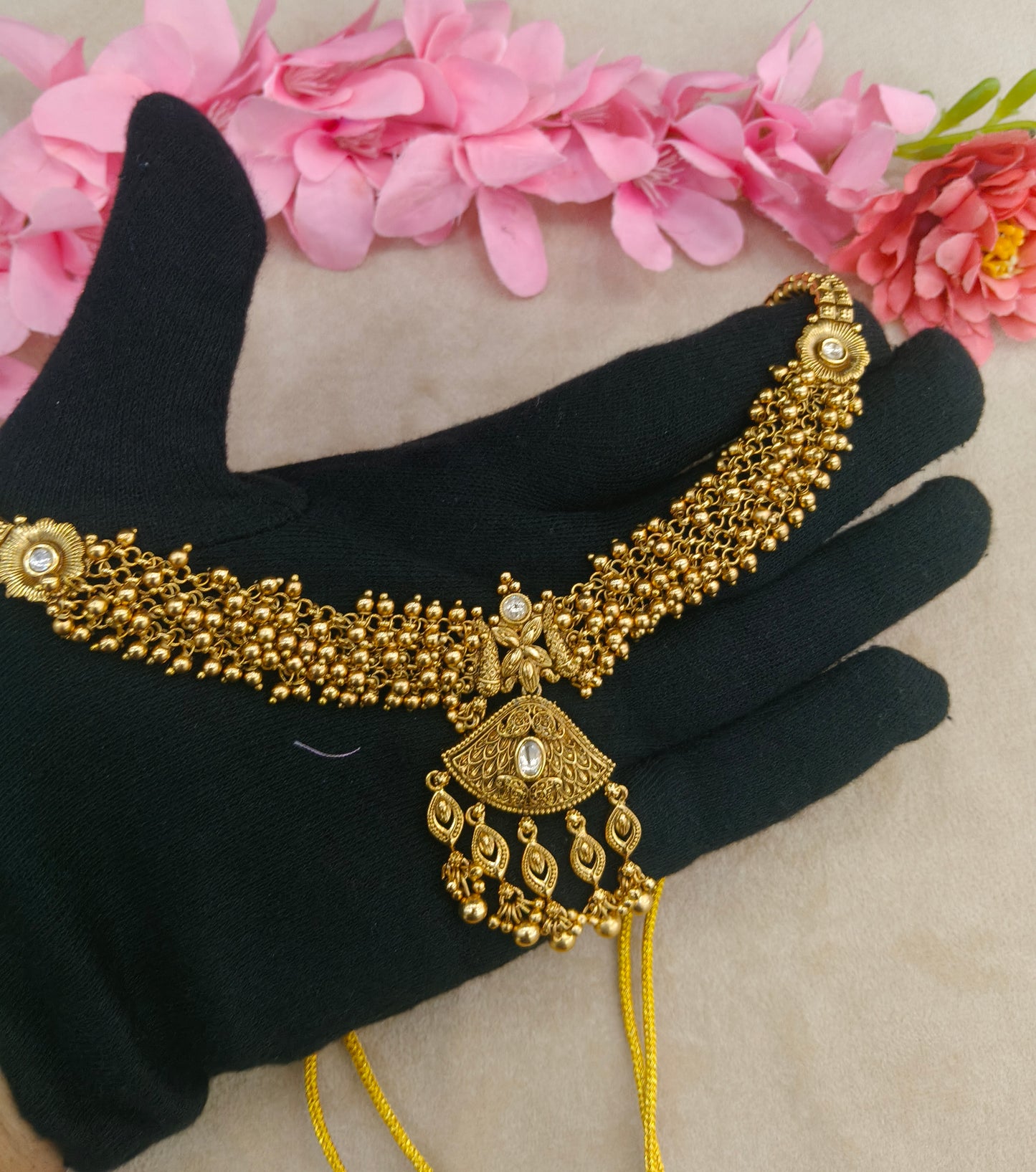 Gold Polki Necklace Jewellery Zarina Set