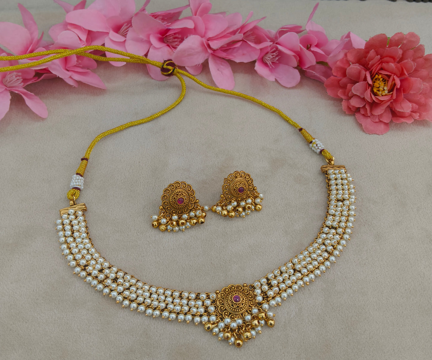 Gold Polki Necklace Jewellery Zarina Set