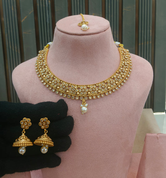 Gold Polki Necklace Jewellery Roma Set