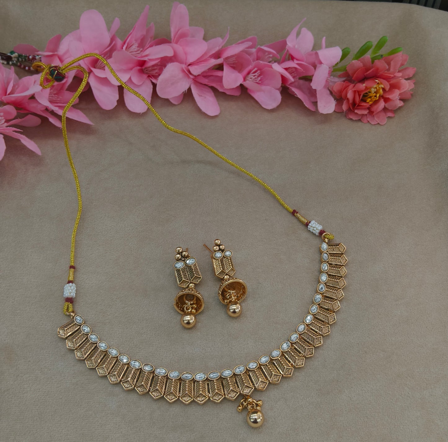 Gold Polki Necklace Jewellery Roma Set