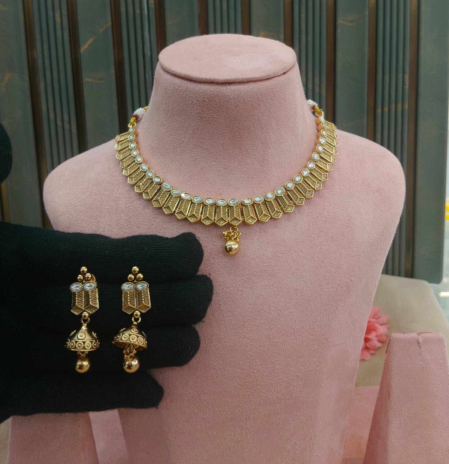 Gold Polki Necklace Jewellery Roma Set