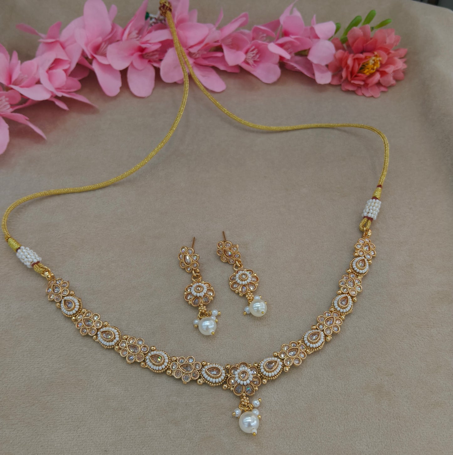 Gold Polki Necklace Jewellery Roma Set
