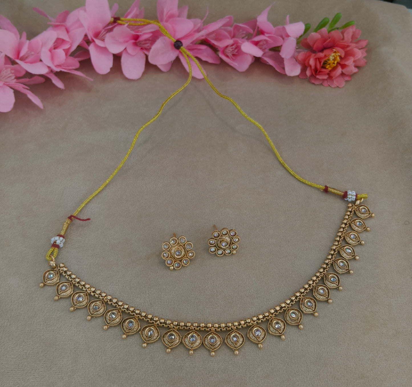 Gold Polki Necklace Jewellery Roma Set