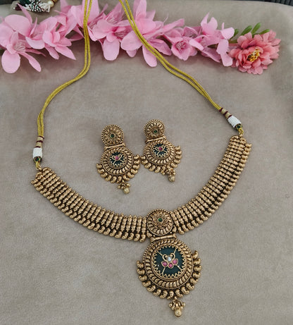 Gold Polki Ruby Sage Green Necklace Jewellery Host Set