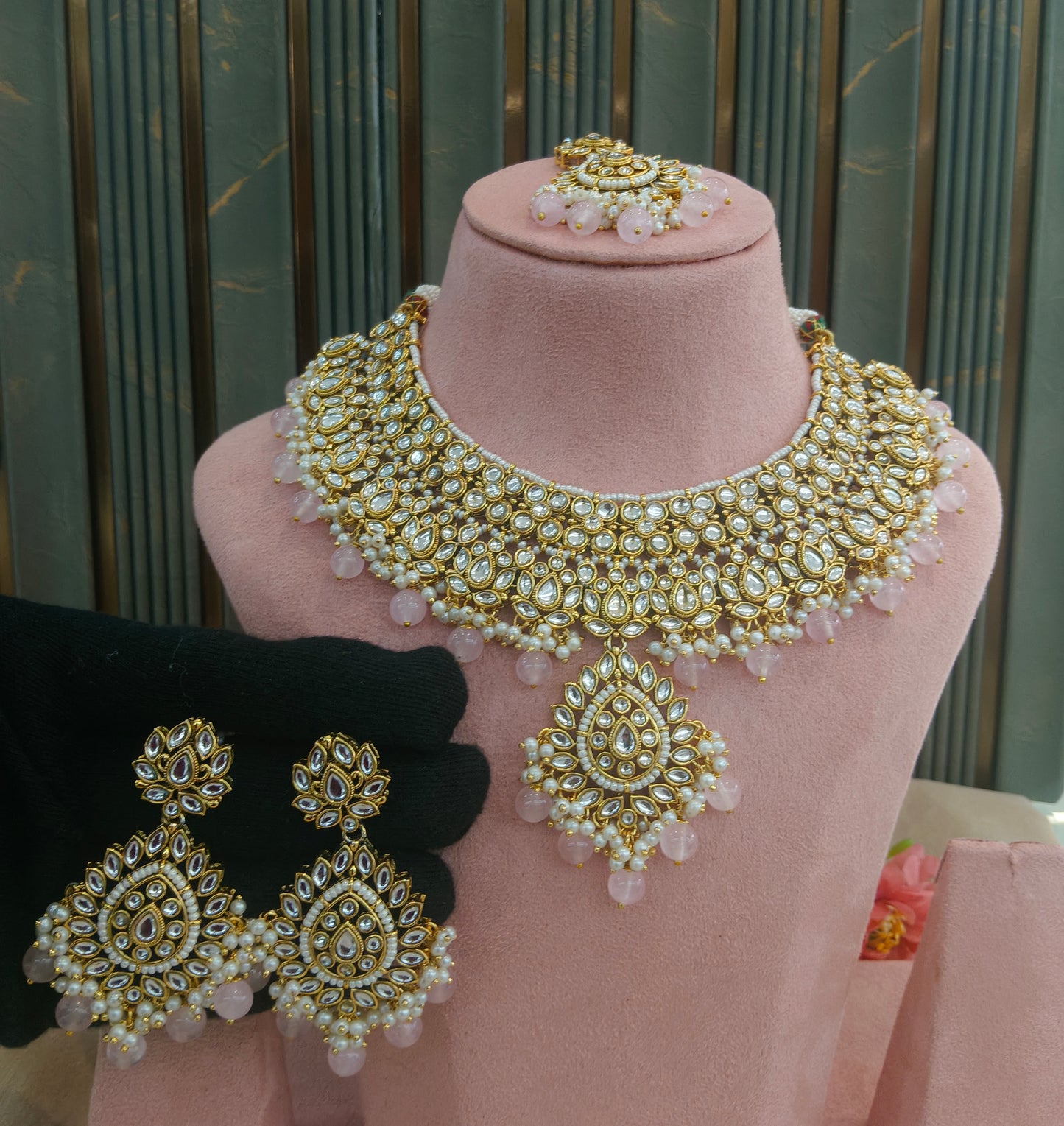 Kundan necklace Pink Jewelry Aman Set