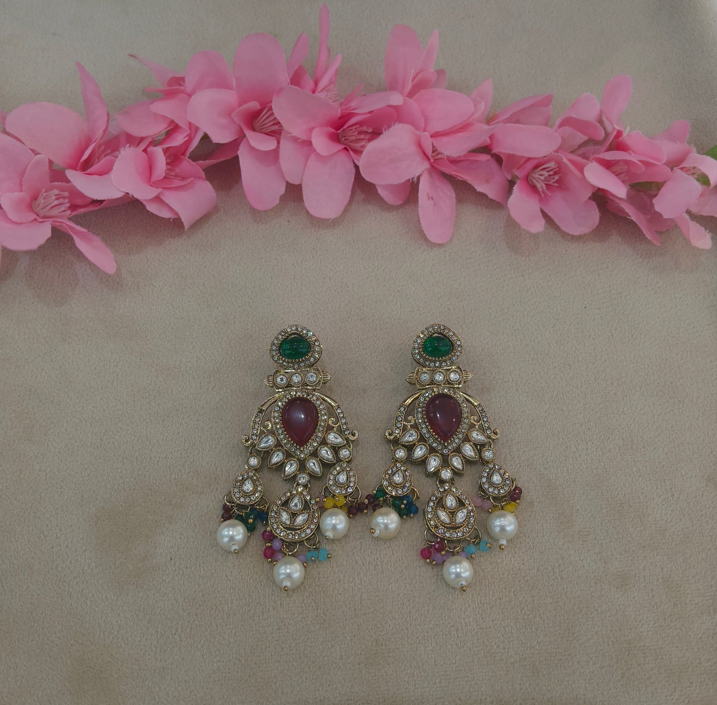 Gold Bollywood Indian Sarpunch Earrings