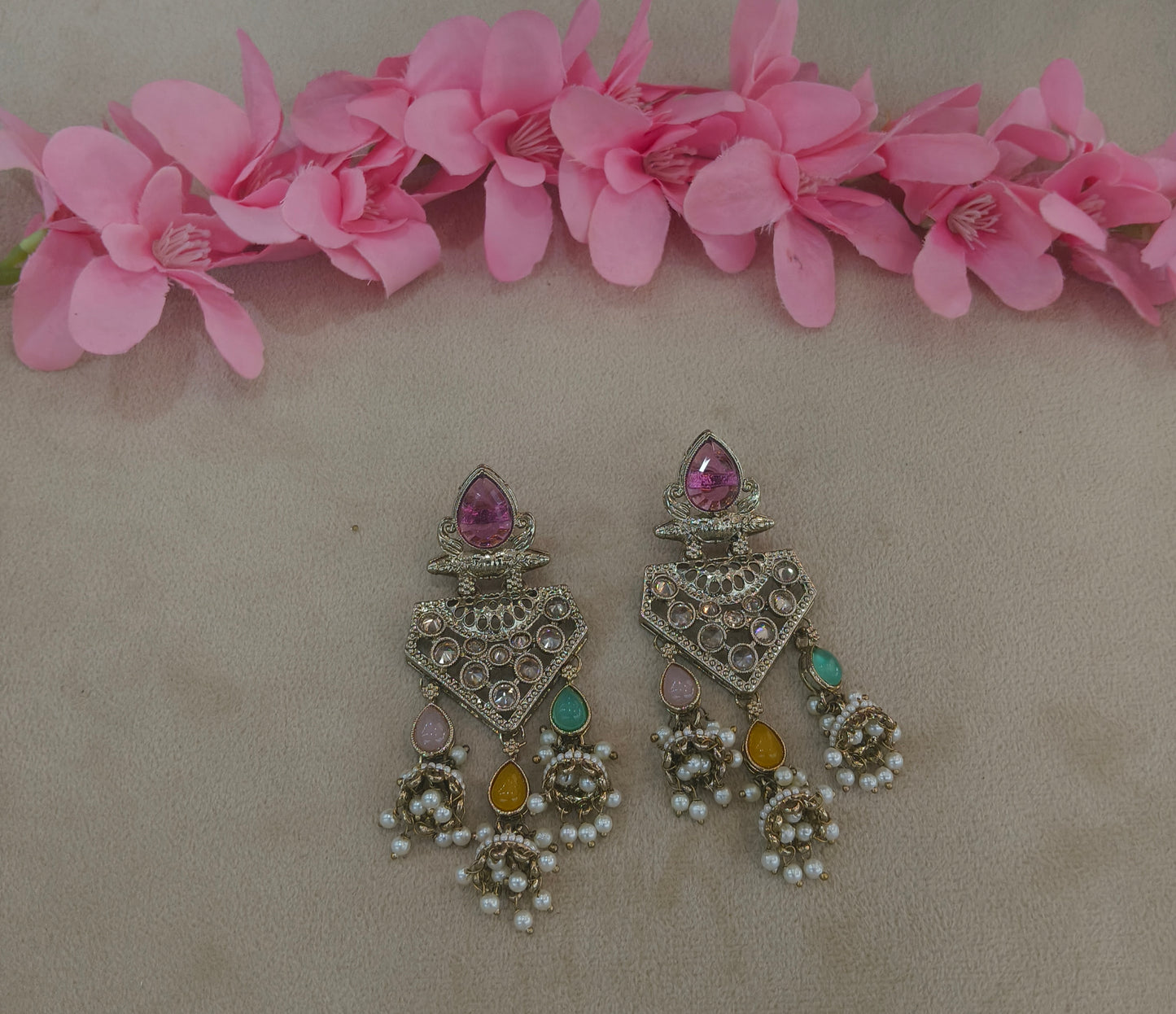 Gold Bollywood Indian Sarpunch Earrings