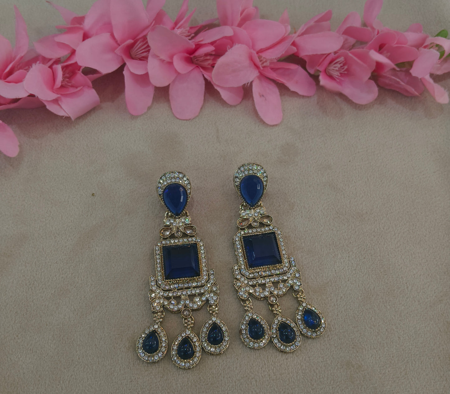 Antique Blue Bollywood Indian Nitika Earrings
