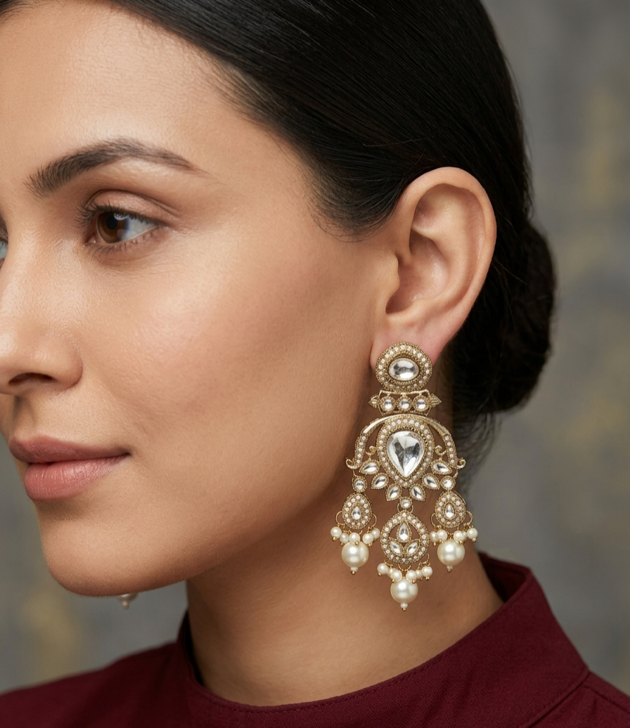 Gold Bollywood Indian Sarpunch Earrings