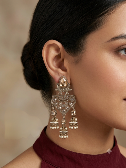 Gold Bollywood Indian Sarpunch Earrings
