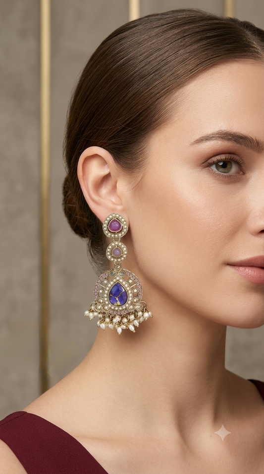 Gold Bollywood Indian Kanif Earrings