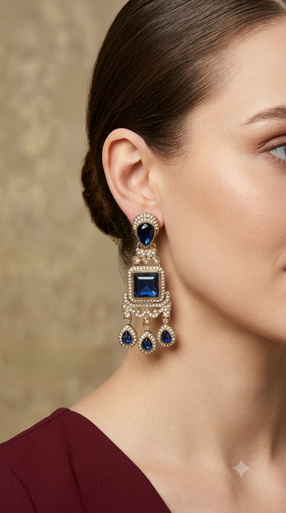 Antique Blue Bollywood Indian Nitika Earrings