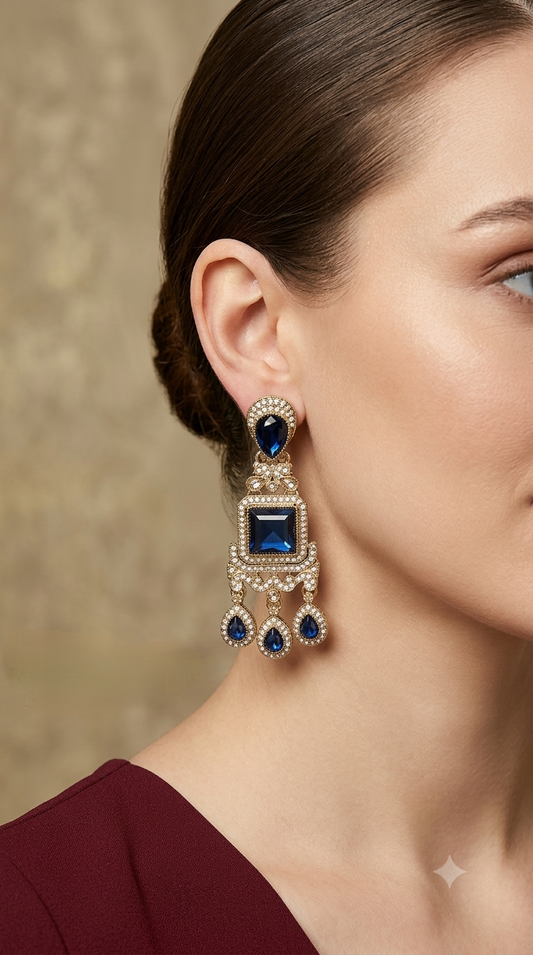 Antique Blue Bollywood Indian Nitika Earrings