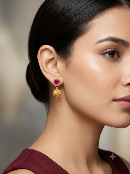 Gold Polki Ruby Yaad Earrings