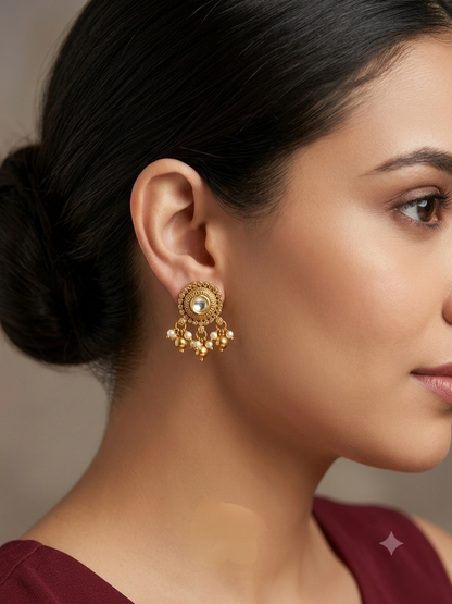 Gold Polki Yaad Earrings